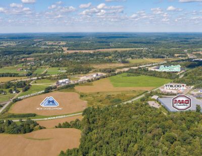 Aerial view of West Main Street Land in Alliance Ohio